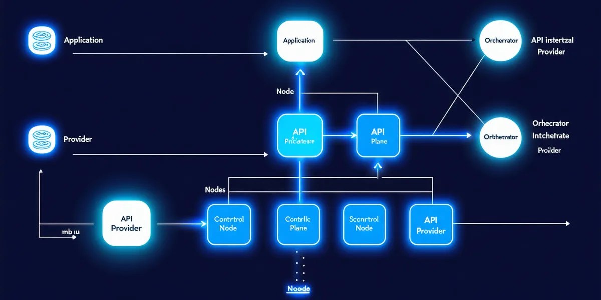 OrchVynt control plane architecture: application layer routing through OrchVynt to multiple LLM providers with feedback and observability paths